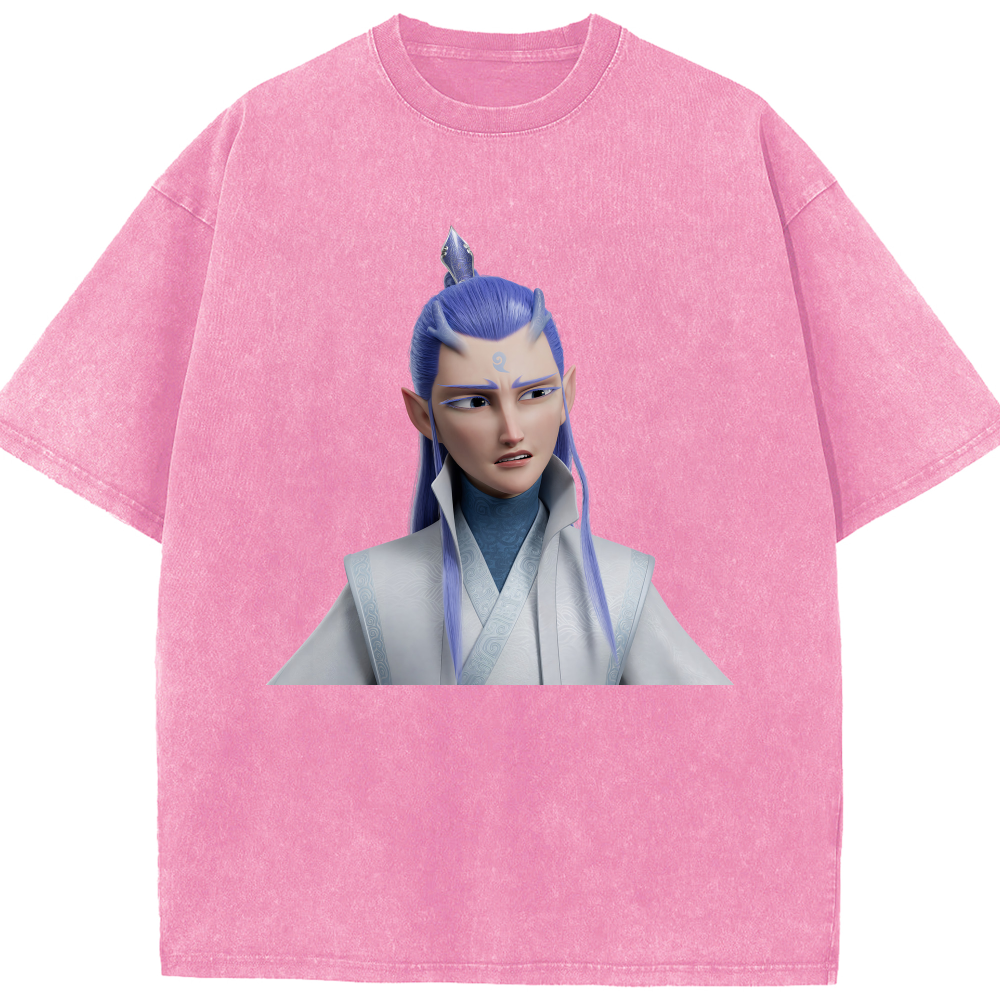 （画像用） Ne Zha 2 ナタ 魔童の大暴れ 綿100% ヴィンテージ風 半袖Tシャツ（フロントプリント）